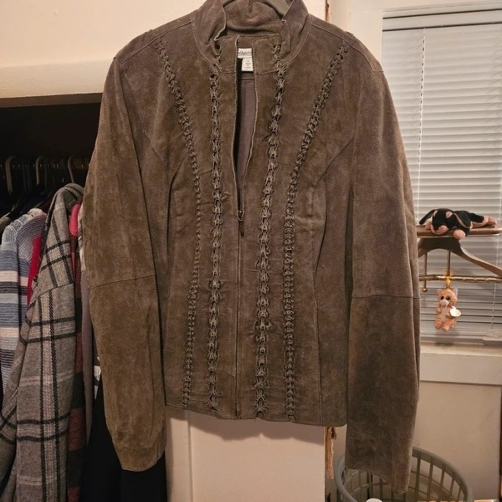 Large Coldwater Creek Green Suede Jacket